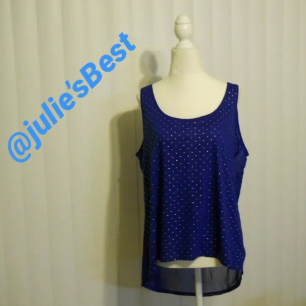 Women’s Blue Sleveless Blouse with Studs Tank Top